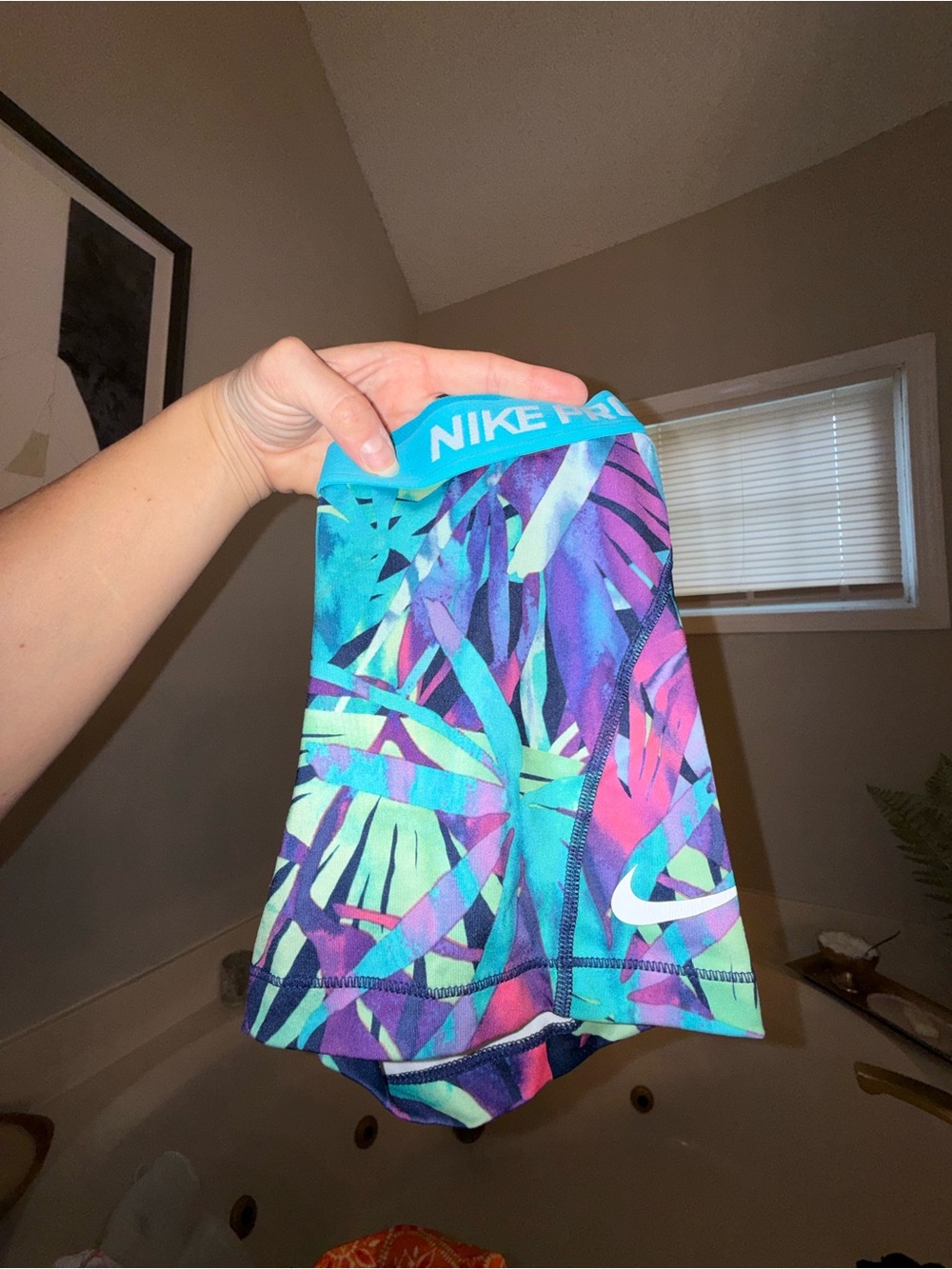 Nike Pro Multicolor Tropical Leaf Compression Shorts - Teal, Purple & Pink